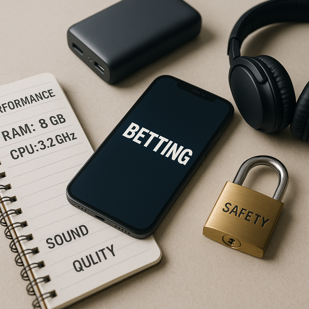 A flat lay composition of a smartphone and essential items for selecting a mobile