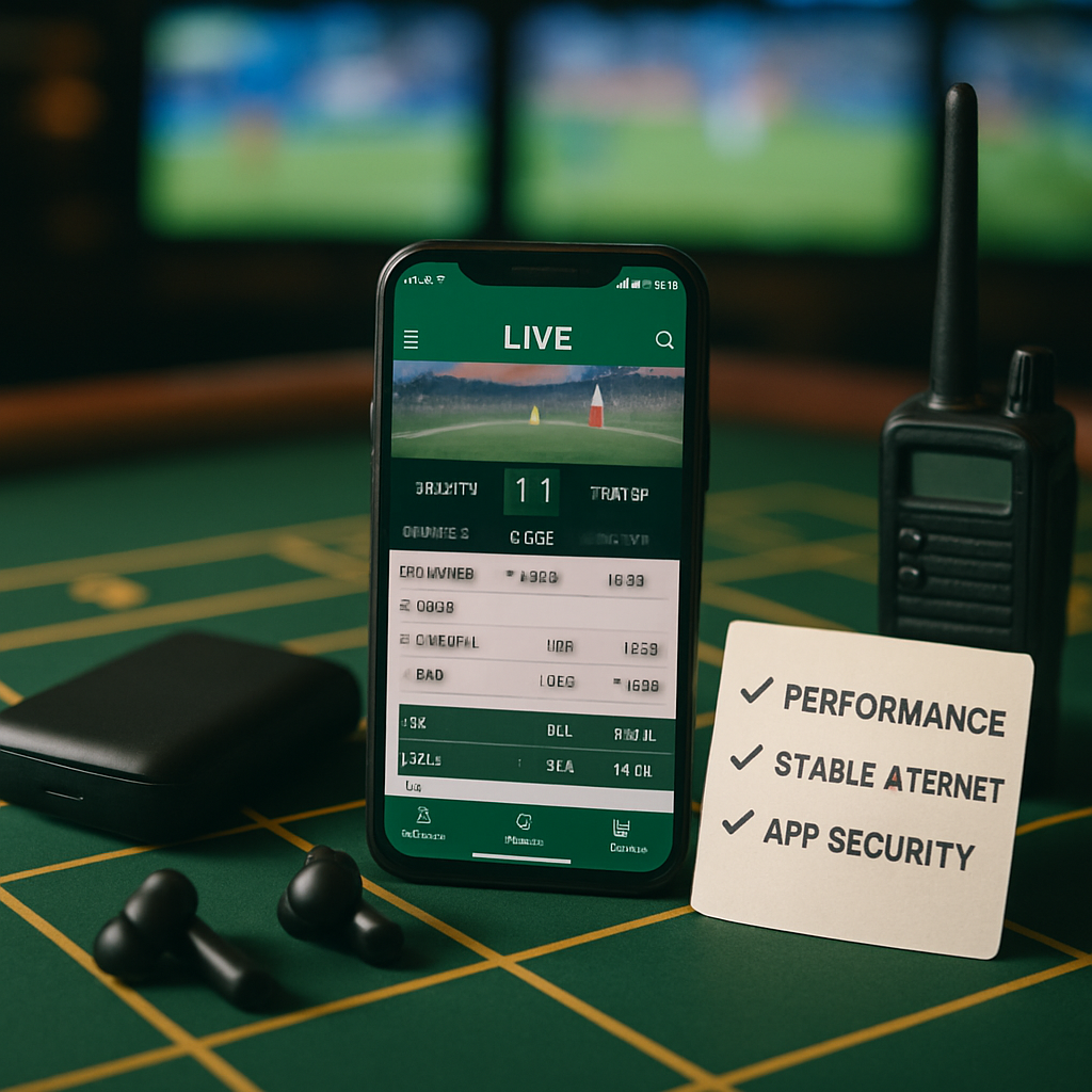 An arrangement of a smartphone, power bank, earbuds, and a walkie-talkie on a betting